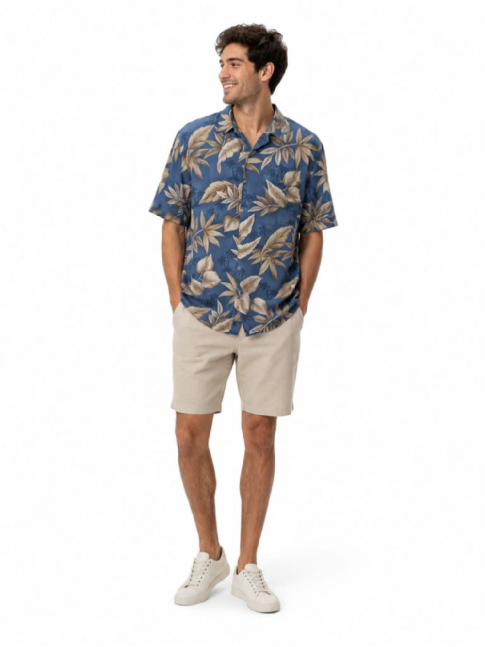 Croft & Barrow Tropical Hawaiian Shirt Blue Beige Men’s L